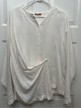 Lightweight Cream Button-Front Women's Blouse